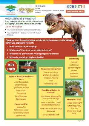 Click to view Resource 106171 Dinosaur: Restricted Area 5 - Research, write and present!